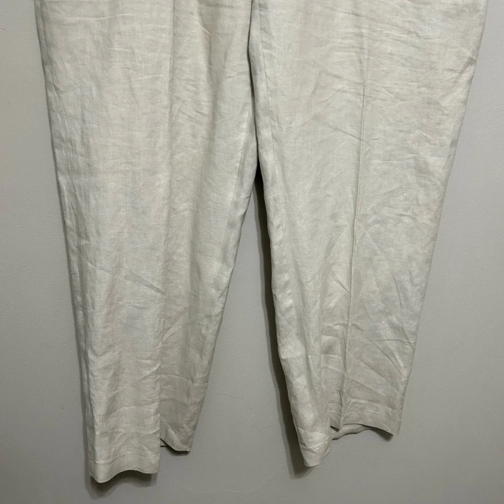 Havana Nines 100% Linen Dress Pants 40 Beige Tan Flat Front Casual‎ Resort Vacay